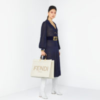 Fendi Women Sunshine Shopper Bag White Leather “FENDI ROMA”