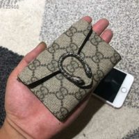 Gucci GG Unisex Dionysus Card Case Wallet GG Supreme Canvas