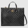 Gucci GG Unisex GG Marmont Medium Tote Bag Black Matelassé Leather