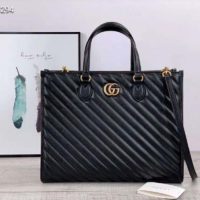 Gucci GG Unisex GG Marmont Medium Tote Bag Black Matelassé Leather