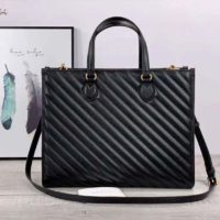 Gucci GG Unisex GG Marmont Medium Tote Bag Black Matelassé Leather