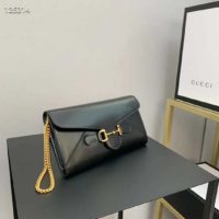 Gucci GG Unisex Gucci Horsebit 1955 Wallet with Chain-Black