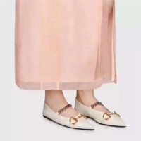 Gucci Women’s Leather Ballet Flat with Horsebit White Leather