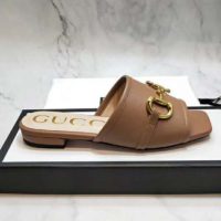 Gucci Women’s Leather Slide Sandal with Horsebit Brown Leather