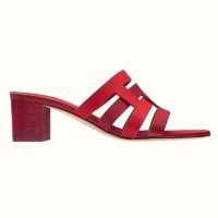 Hermes Women Amica Sandal Calfskin Two Intertwined Initials Straight Cut Edges-Red