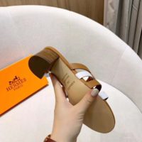 Hermes Women Amica Sandal Calfskin Two Intertwined Initials Straight Cut Edges-Sandy