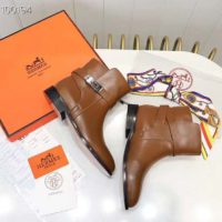 Hermes Women Neo Ankle Boot Calfskin with Iconic Buckle-Chocolate