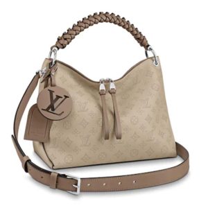 Louis Vuitton LV Women Beaubourg Hobo MM Mahina Calf Leather-Sandy