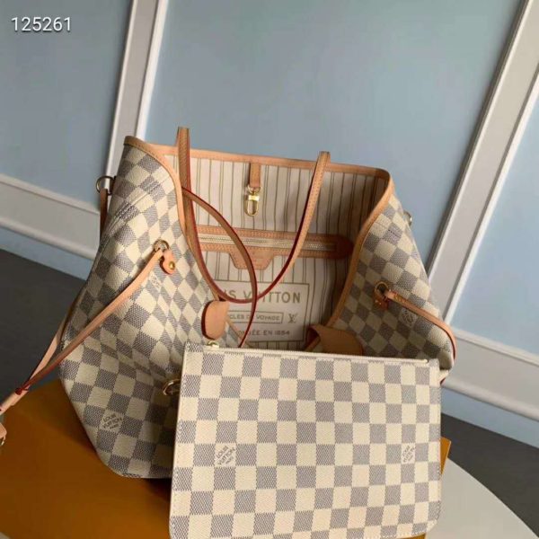 Louis Vuitton LV Women Neverfull GM Tote Damier Azur Canvas (4)