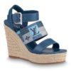 Louis Vuitton LV Women Starboard Wedge Sandal Denim Calf Leather