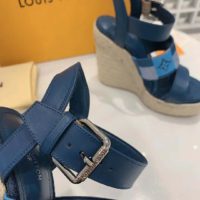 Louis Vuitton LV Women Starboard Wedge Sandal Denim Calf Leather