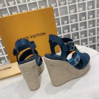 Louis Vuitton LV Women Starboard Wedge Sandal Denim Calf Leather