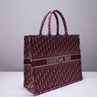 Dior Unisex Dior Book Tote Maroon Dior Oblique Embroidered Velvet