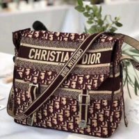 Dior Unisex Diorcamp Bag Burgundy Dior Oblique Embroidery