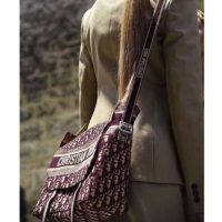 Dior Unisex Diorcamp Bag Burgundy Dior Oblique Embroidery