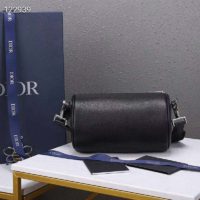 Dior Unisex Roller Messenger Bag Black Grained Calfskin Dior Signature