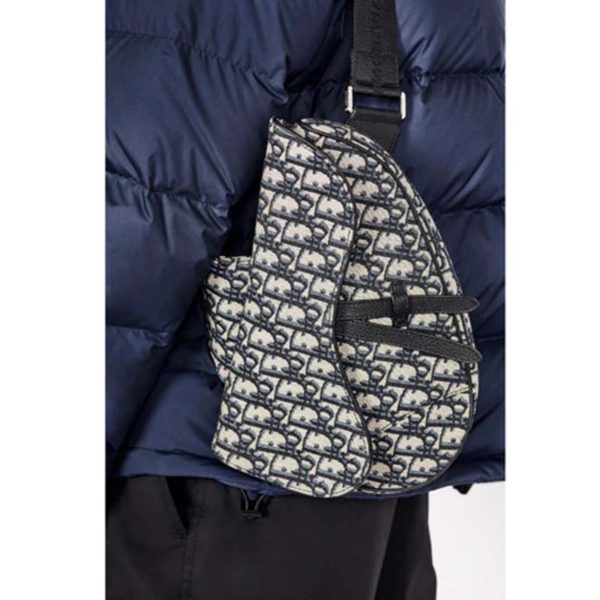 Dior Unisex Saddle Bag Beige and Black Dior Oblique Jacquard (1)