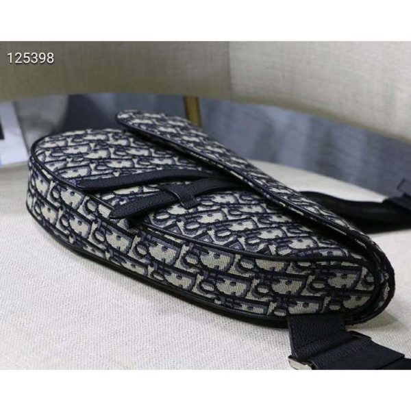 Dior Unisex Saddle Bag Beige and Black Dior Oblique Jacquard (8)