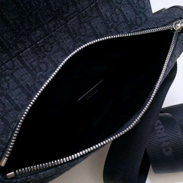 Dior Unisex Saddle Bag Black Dior Oblique Jacquard Grained Calfskin (10)