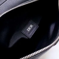 Dior Unisex Saddle Bag Black Grained Calfskin Christian Dior CD Buckle