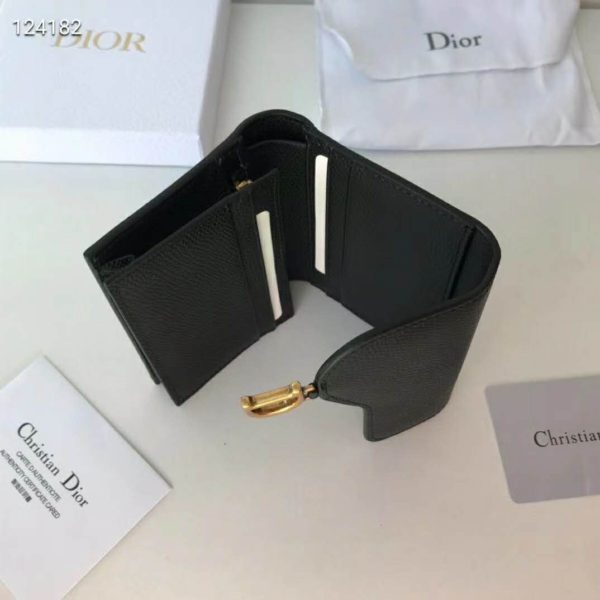 Dior Unisex Saddle Flap Card Holder Black Goatskin ‘D’ Accent (10)