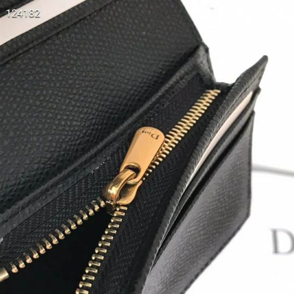 Dior Unisex Saddle Flap Card Holder Black Goatskin ‘D’ Accent (8)