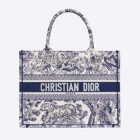 Dior Unisex Small Dior Book Tote Blue Toile De Jouy Embroidery