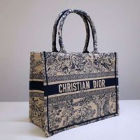 Dior Unisex Small Dior Book Tote Blue Toile De Jouy Embroidery