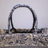 Dior Unisex Small Dior Book Tote Blue Toile De Jouy Embroidery