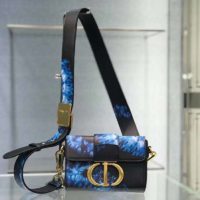 Dior Women 30 Montaigne Box Bag Blue Multicolor Tie & Dior Smooth Calfskin