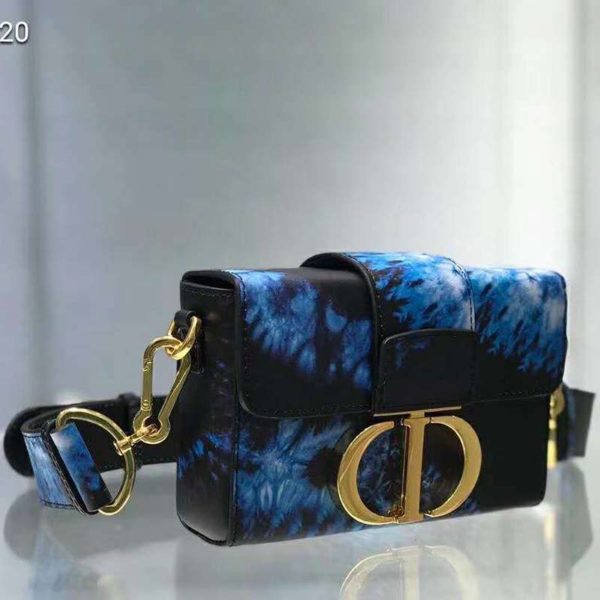 Dior Women 30 Montaigne Box Bag Blue Multicolor Tie & Dior Smooth Calfskin (4)