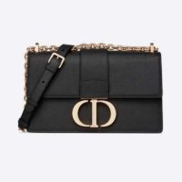 Dior Women 30 Montaigne Chain Bag ‘CD’ Black Grained Calfskin