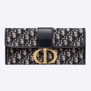 Dior Women 30 Montaigne Pouch Blue Dior Oblique Jacquard 'CD' Clasp