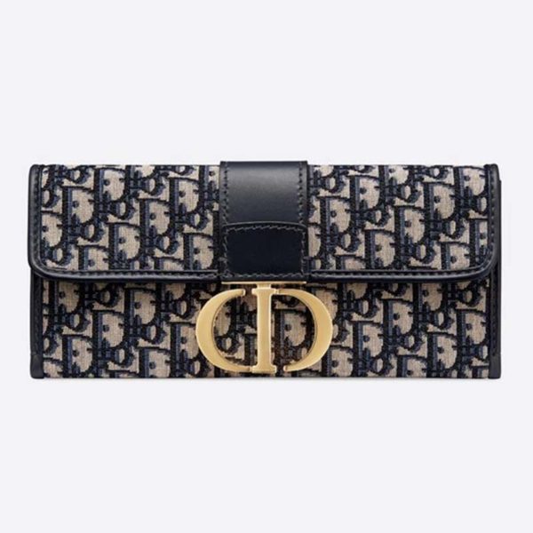 Dior Women 30 Montaigne Pouch Blue Dior Oblique Jacquard ‘CD’ Clasp