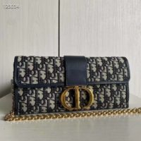 Dior Women 30 Montaigne Pouch Blue Dior Oblique Jacquard ‘CD’ Clasp