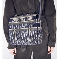 Dior Women Diorcamp Bag Blue Dior Oblique Embroidery ‘Christian Dior’