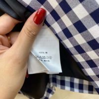 Dior Women Double-Breasted Button Jacket Blue White Check Wool Twill