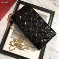 Dior Women Lady Dior Pouch Black Patent Cannage Calfskin ‘D.I.O.R