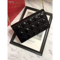 Dior Women Lady Dior Pouch Black Patent Cannage Calfskin ‘D.I.O.R