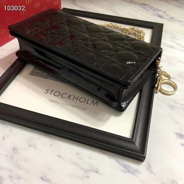 Dior Women Lady Dior Pouch Black Patent Cannage Calfskin ‘D.I.O.R (5)