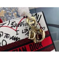 Dior Women Medium Lady D-Lite Dioramour Bag Latte Multicolor Dioramour Graffiti Embroidery