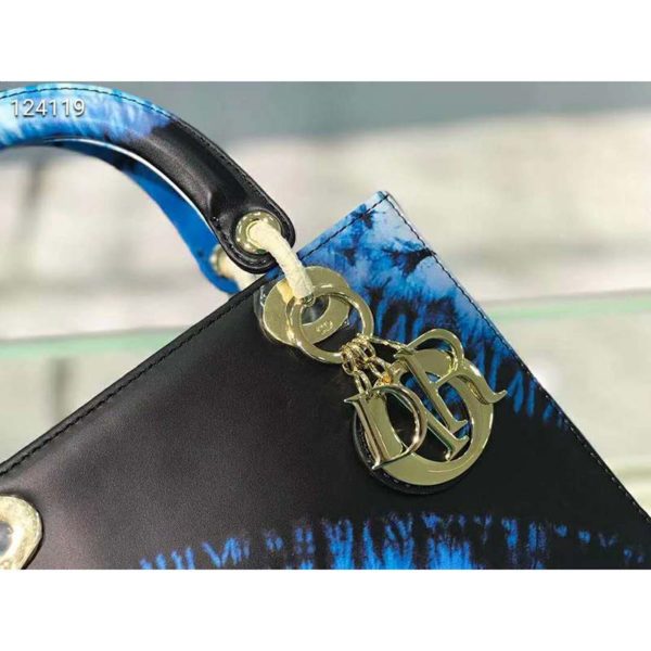 Dior Women Medium Lady Dior Bag Blue Multicolor Tie & Dior Printed Calfskin (6)