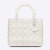 Dior Women Medium Lady Dior Bag Latte Ultramatte Cannage Calfskin-White