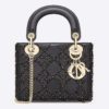 Dior Women Mini Lady Dior Bag Black Calfskin Multicolor Beaded Cannage Embroidery