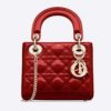 Dior Women Mini Lady Dior Bag Cherry Red Patent Cannage Calfskin