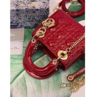 Dior Women Mini Lady Dior Bag Cherry Red Patent Cannage Calfskin