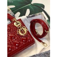 Dior Women Mini Lady Dior Bag Cherry Red Patent Cannage Calfskin