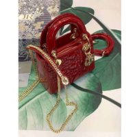 Dior Women Mini Lady Dior Bag Cherry Red Patent Cannage Calfskin