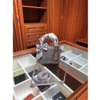 Dior Women Mini Lady Dior Bag Gray Strass Cannage Satin