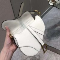 Dior Women Saddle Bag Latte Ultramatte Calfskin ‘D’ ‘CD’ Signature-White